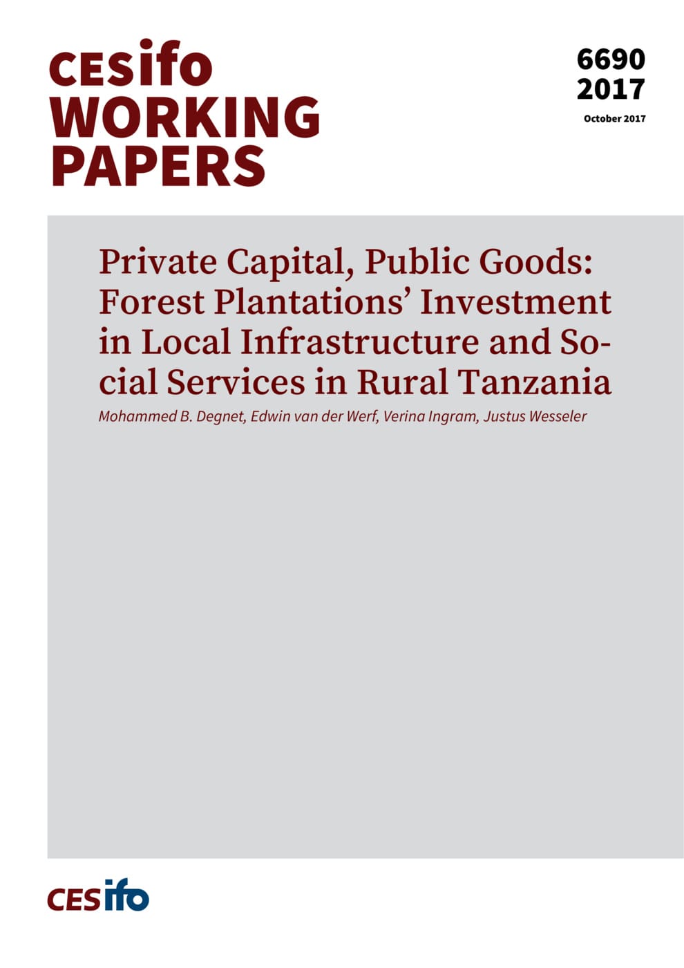 Private Capital, Public Goods: Forest Plantations' Investment in Local Infrastructure and Social Services in Rural Tanzania