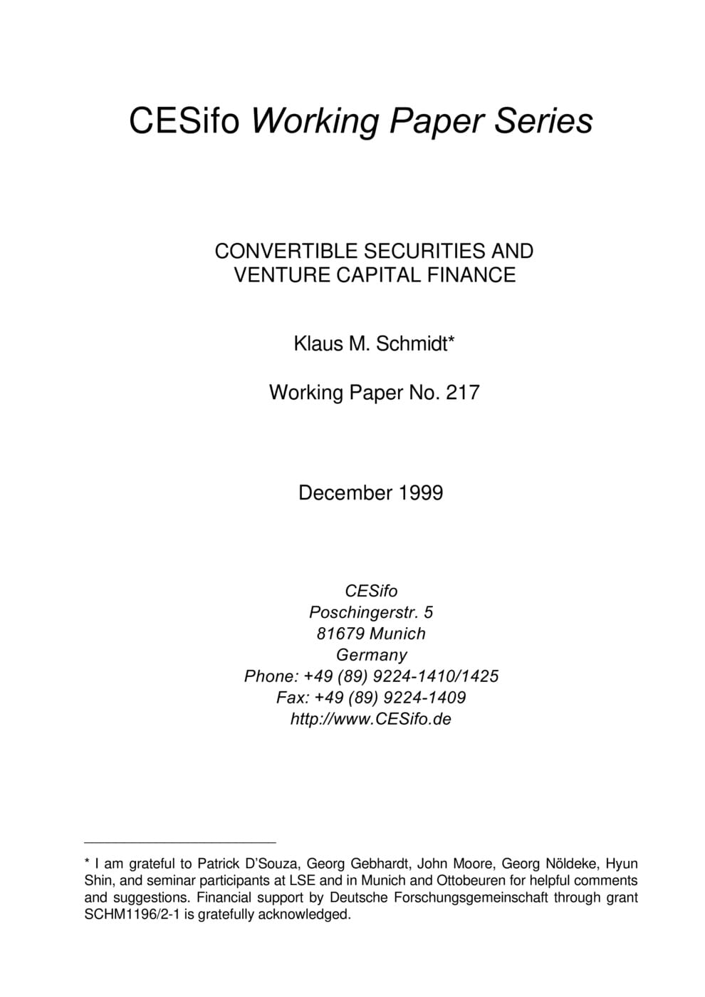 Convertible Securities and Venture Capital Finance