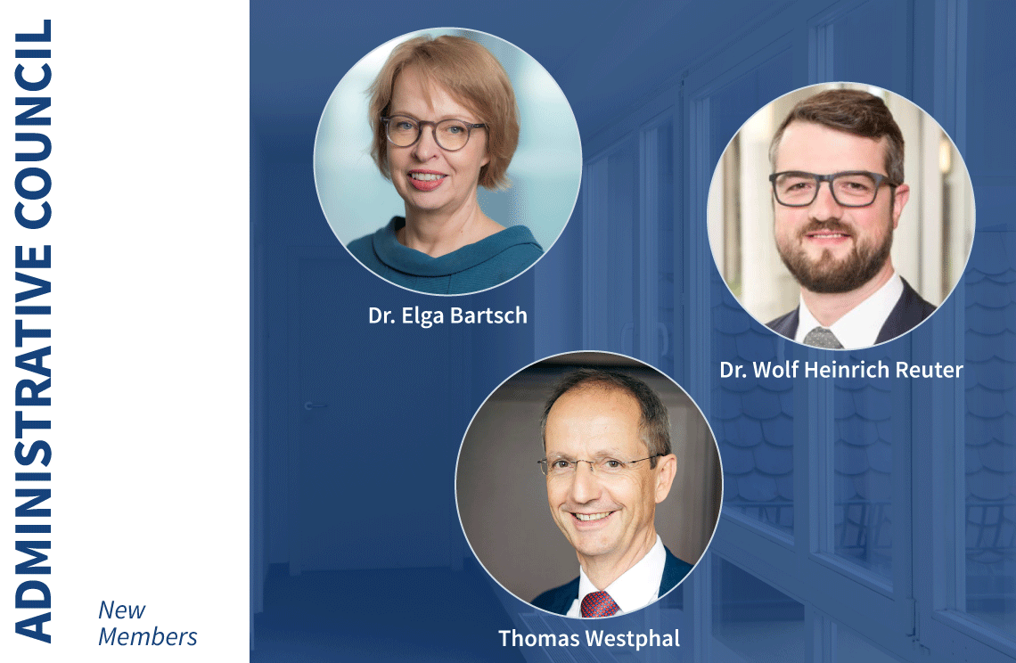 New Members Administrative Council: Frau Dr. Elga Bartsch, Dr. Wolf Heinrich Reuter, Thomas Westphal.